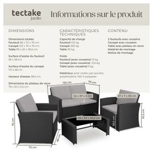 Salon De Jardin 35 Pièces En Polyrotin Noir/Crème | Canapé Modulable Avec Table En Verre | Housses Lavables | Résistant Aux Intempéries