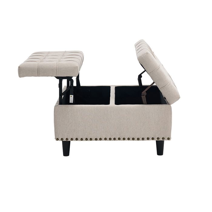 Banc de rangement carré Rembourré beige salon chambre bureau espace de