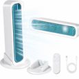 Ventilateur tour portable sans pales 2 en 1, avec télécommande, batterie rechargeable 4000 mAh, 3 vitesses, oscillation automatique