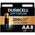 Duracell Optimum Piles alcalines AA, 1,5 V LR6 MN1500, paquet de 8-0