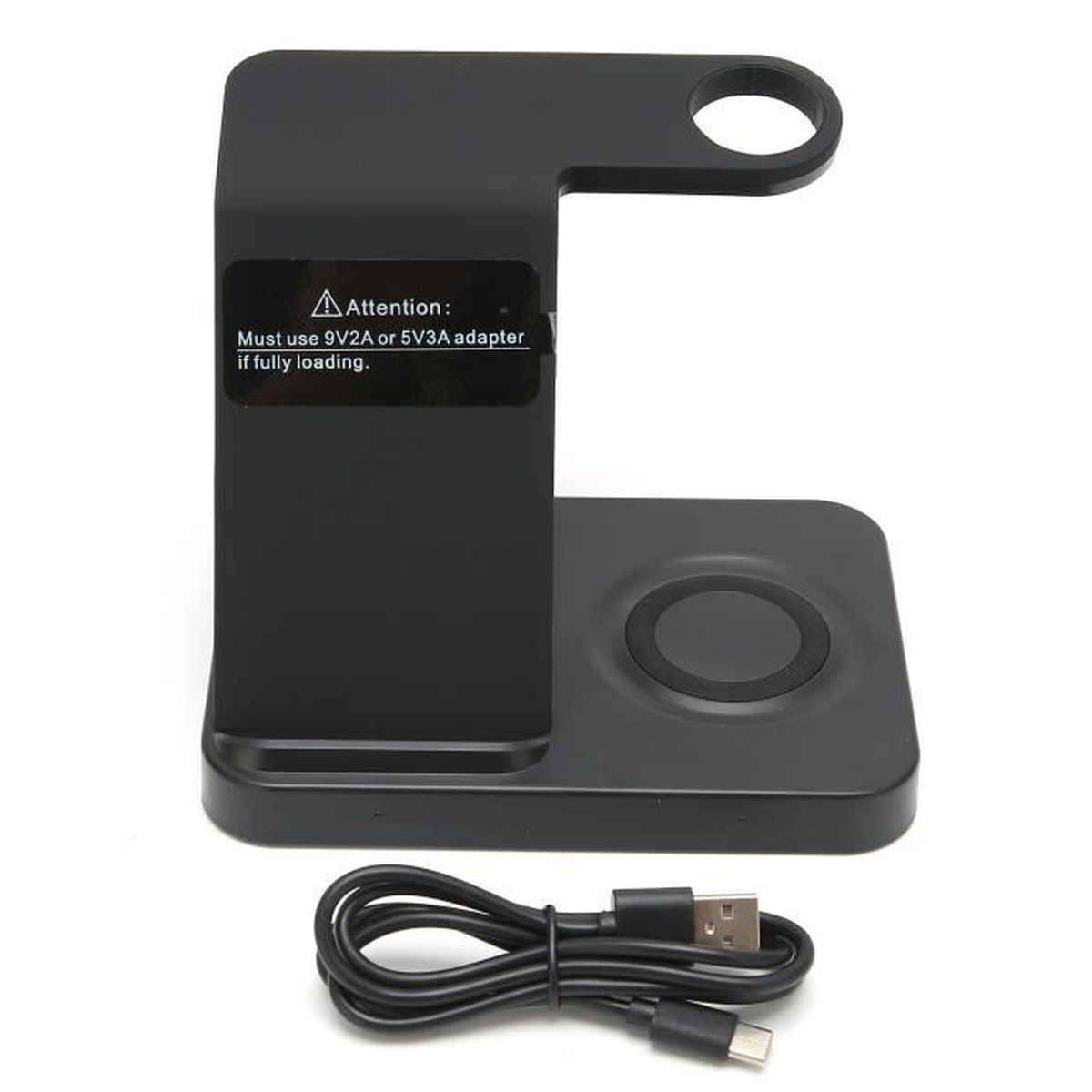 Station Charge Sans Fil 3 En 1 – Téléphone, Tablette, écouteurs, Montres – Noir, Pliable