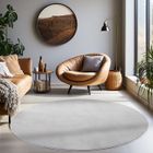 Carpetsale24 Tapis salon 120 cm Rond Argent Uni moderne et moelleux à poil court, avec sous-couche antidérapante, lavable