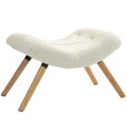 Repose pied salon HOMCOM ottoman pouf salon tabouret de canapé en tissu avec pieds en bois de hêtre, siège rembourré, crème