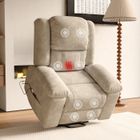 PERGAR Fauteuil relax,Fauteuil de massage électrique massage 8 points + chauffage 2 points pour la taille,poches latérales,marron clair