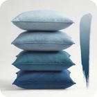 Housse de Coussin 40x40 cm TOPFINEL Décoration Salon Chambre Velours Doux Scandinave Double Face à Motif Uni Déco Lot de 4 Bleu