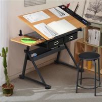 Bureau à dessin réglable Table à dessin avec tabouret artisanat art hobby conseil bureau à domicile bureau pour enfants