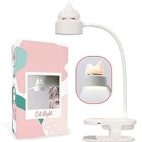 Lampe de Bureau à Pince,Clip lampe flexible avec veilleuse chat,Liseuse à pince,Blanc - Légère & Pratique - Pour enfant et adulte