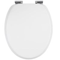 Siège de toilette MDF blanc forme "0" avec double système d'abaissement abattant WC standard salle de bain lunette couvercle
