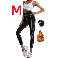 Legging de Sudation Femme - Taille Haute, Élastique avec Poche - Pour Yoga, Jogging, Pilates - Noir - M