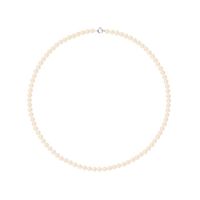 PERLINEA - Collier Perle de Culture d'Eau Douce AAA+ - Ronde 4-5 mm - Rose Naturel - Enfillage Traditionel - Bijoux Femme