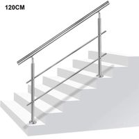 UISEBRT Rampe Escalier Acier Inoxydable avec 2 Tiges 120cm Main Courante pour Escalier Balustrade Balcon