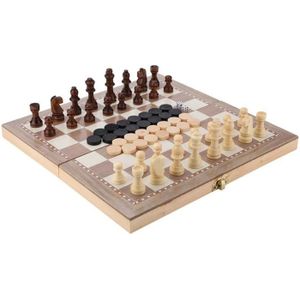 JEU SOCIÉTÉ - PLATEAU Jeu d'échecs en bois 3 en 1 - Portable - Conceptio