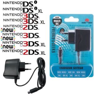 Chargeur pour Nintendo DSi / DSi XL / 2DS / 2DS XL / 3DS / 3DS XL -  Alimentation 1A / 1000mA, Cordon / Câble de Charge 1,1m