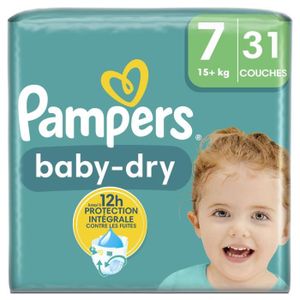 COUCHE LOT DE 4 - PAMPERS - Baby Dry Couches taille 7 (15kg+) - paquet de 31 Couches