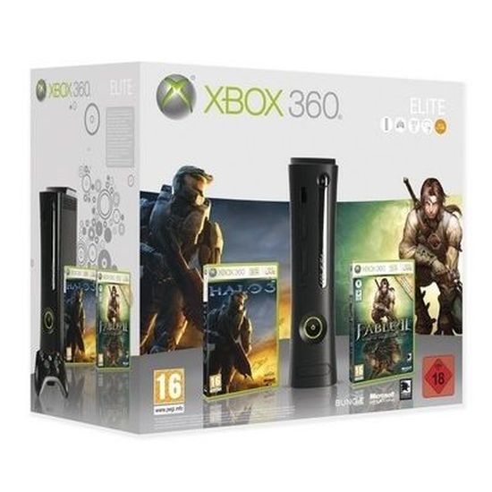 Console Xbox 360 Elite Microsoft Pack Halo 3 & Fable 2 120 Go