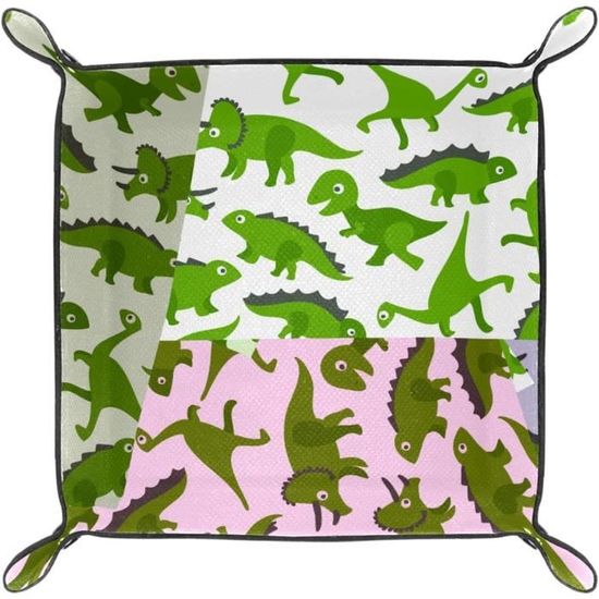 Plateaux ?? Bijoux,Plateau En Cuir Pliable,Dinosaure Vert Color?�,Stocker Des Bijoux De Montre 