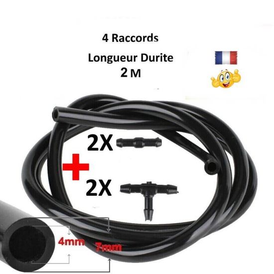 Durite Tuyau  Lave Glace 2 Mètres pour Buse Gicleur + 4 Connecteurs  Peugeot Renault Citroën universelle