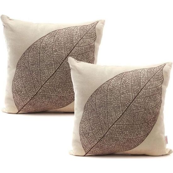 2 pièces de coton lin canapé taie d'oreiller housse de coussin feuille d'automne veine 45x45cm [oreiller non inclus]