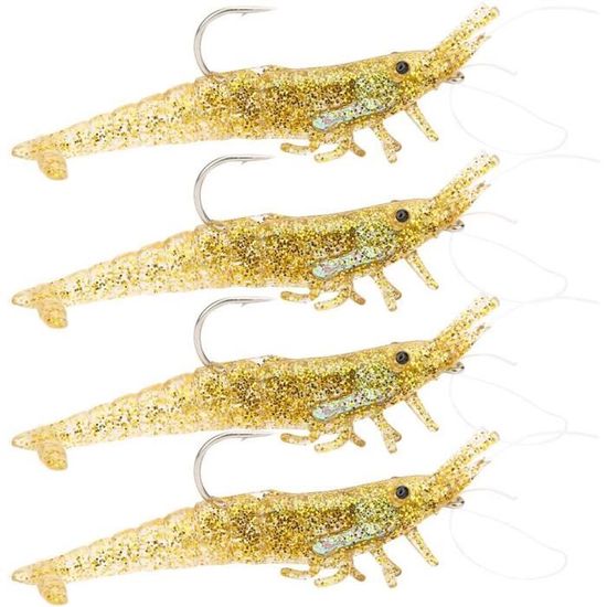 Vente Chaude 60mm 3G Leurre Souple en Tête de Crevette Haute Élastique PVC Lumineux Bait Bionique pour Pêche en Mer
