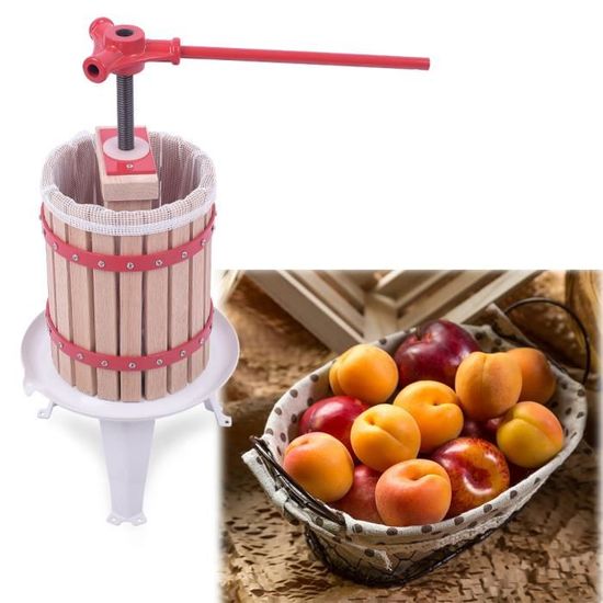 Presse à Fruits 6L - Manuel Et Robust - Parfaite Pour Jus, Vin Et Purée - Avec Broyeur Et Chiffon - Idéal Pommes, Raisins...