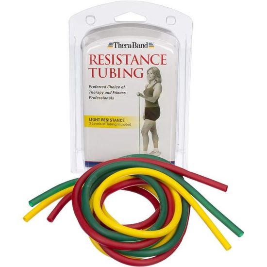 THERABAND Tubes De Résistance Professionnels En Latex élastique Avec Poignées Pour Physiothérapie, Pilates Inférieurs, Entraînements à Domicile, Rééducation, 30,5 Cm, Poignets Rembourrés, Bleu