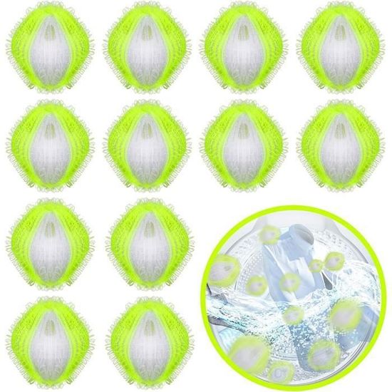 12 Boules Anti-poils Réutilisables Pour Machine à Laver - Capture Poils Animaux, Peluches - Nylon, Diamètre 3,5 Cm