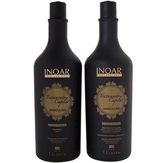 Kit Lissage Brésilien Inoar Maroquino - Avec Kératine - 150 Ml - Pour Cheveux Crépus Ou Abîmés