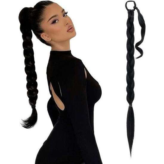 Extension Queue de Cheval Tressée Avec Attache Elastique 150G Cheveux Synthétique Longue 81cm