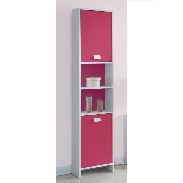 Top Colonne De Salle De Bain L 40 Cm Blanc Et Fuchsia Mat Cdiscount Maison