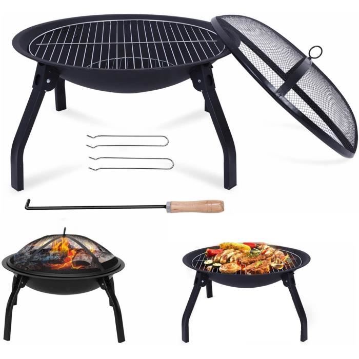 Brasero Portable 55 Cm Avec Sac De Transport - Pour Jardin, Camping, Terrasse, Feu De Camp & Barbecue - 6