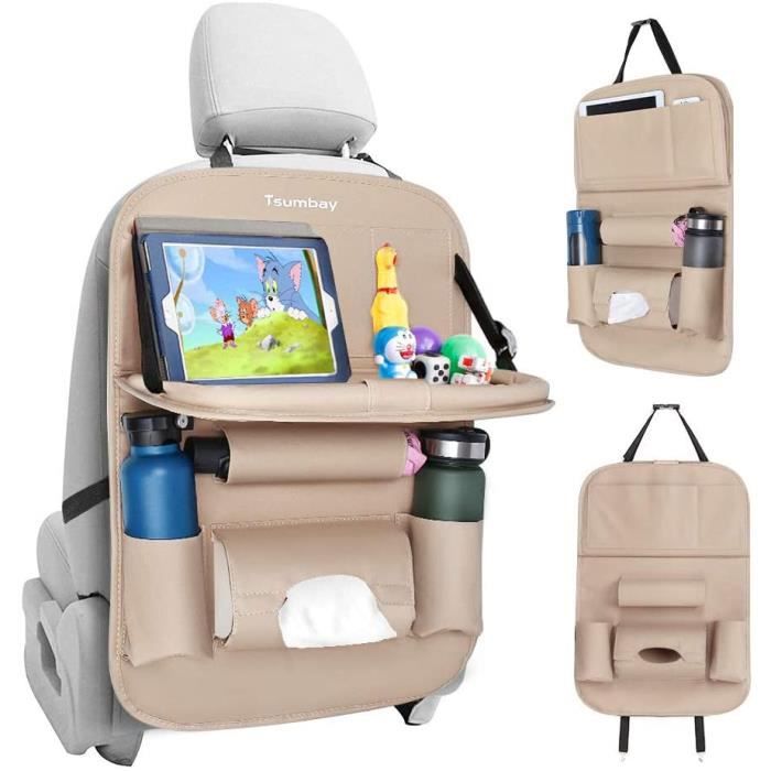 Tsumbay Organisateur de Voiture avec Support Tablette, Protection Siege Kick Mats Pour Bébé/Enfant, Le Matériau PU est Imperméable e