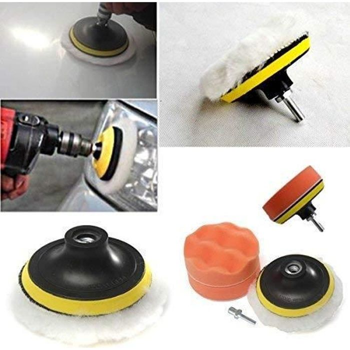 Kit de tampon de polissage 10,2 cm avec adaptateur pour perceuse Outils accessoires polissage pour voitures.