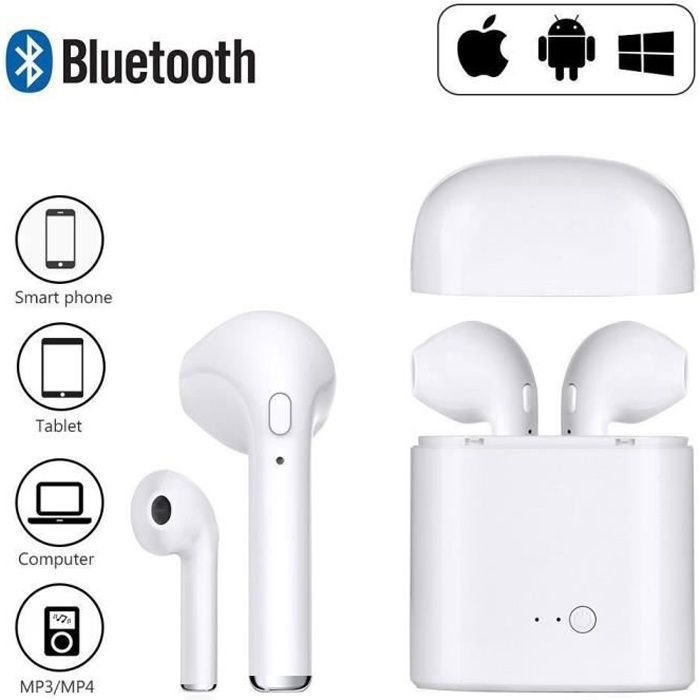 I7S JUMEAUX ÉCOUTEURS SANS FIL BLUETOOTH STÉRÉO POUR ANDROID & IPHONE X, 8, 7+, 7, 6S+, 6S, 6+, 6, SE, 5S, 5C, 5