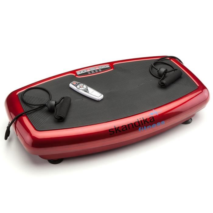 SKANDIKA Plateforme vibrante oscillante Mixte Plate 600 - Télécommande et 2 affichages LCD - Rouge
