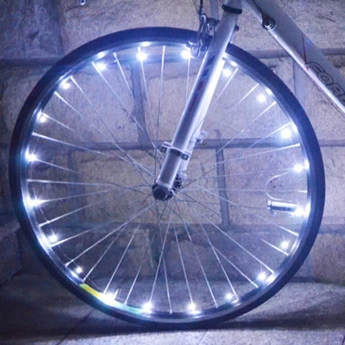 1pcs White -Lumières de Roue De vélo 20 LED Clignotant Rayons Lumières Décoration De Vélo Lumière Vélo D'avertissement De Sécurit
