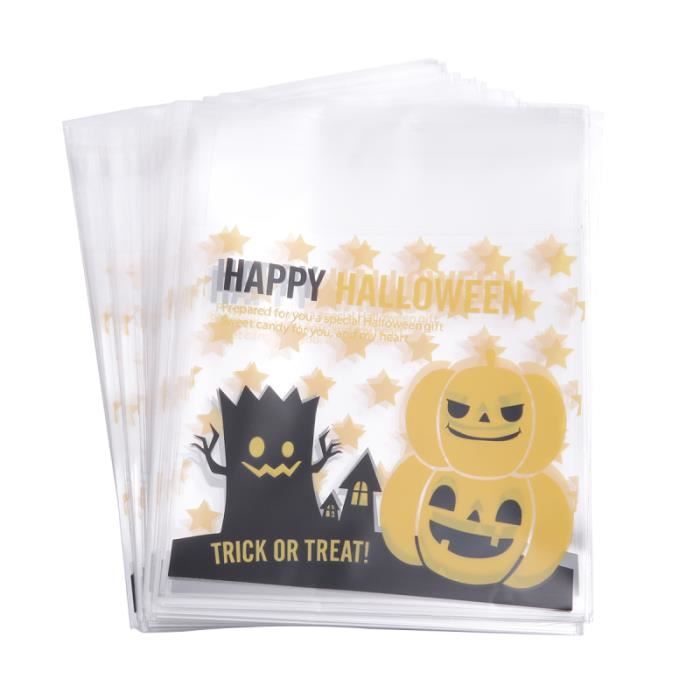 100 pcs Sacs En Plastique Monster Tree Halloween Mignon Sac D'emballage pour Pâtisserie Chocolat Cookie SAC A MAIN