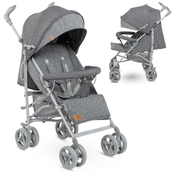 LIONELO Poussette canne bébé Irma légère pliable avec accessoires - Gris