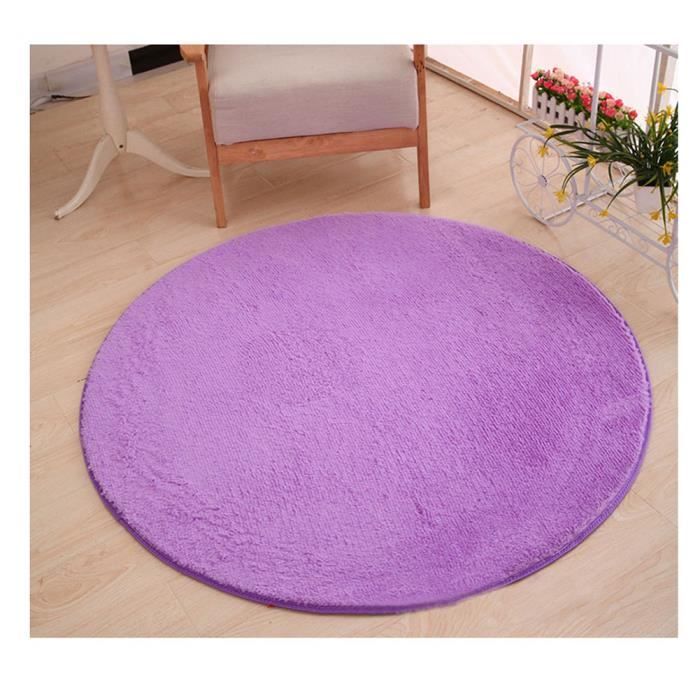 Shaggy Polaire de Corail Tapis Rond en Fausse Fourrure pour Chambre Violet (longueur de cheveux 3cm) 160*160cm
