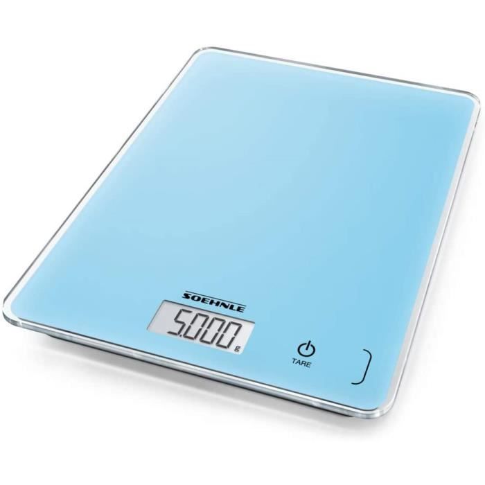 Soehnle Page Compact 300 Pale Blue, balance de cuisine multifonctions compacte & élégante, balance alimentaire de haute précision, p