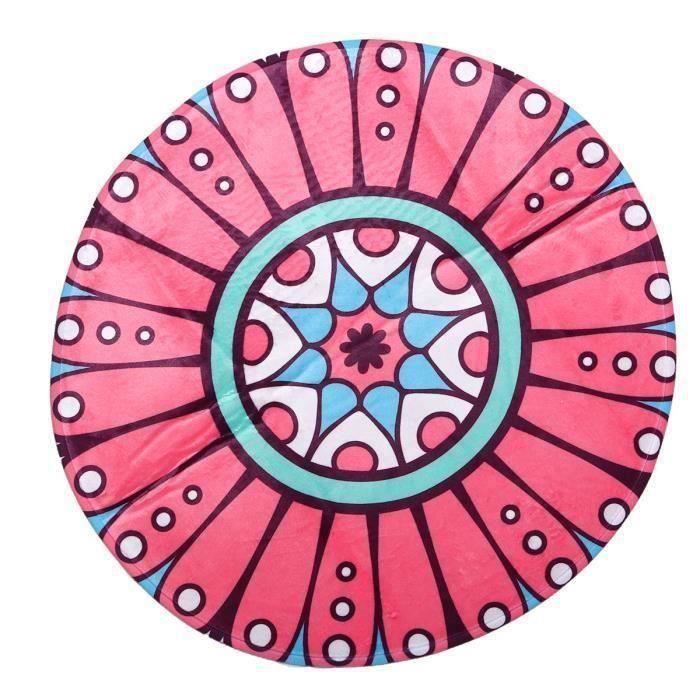 Tapis De Yoga Rond Mat Bohème Nappe Antidérapant Pour Chambre ROSE Aw57265