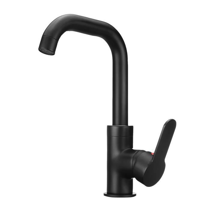 SUPER Robinet Mitigeur Noir Salle de Bain Cuisine 1/2 Pouce Tuyau Vernis de Cuisson Rotation Cuivre