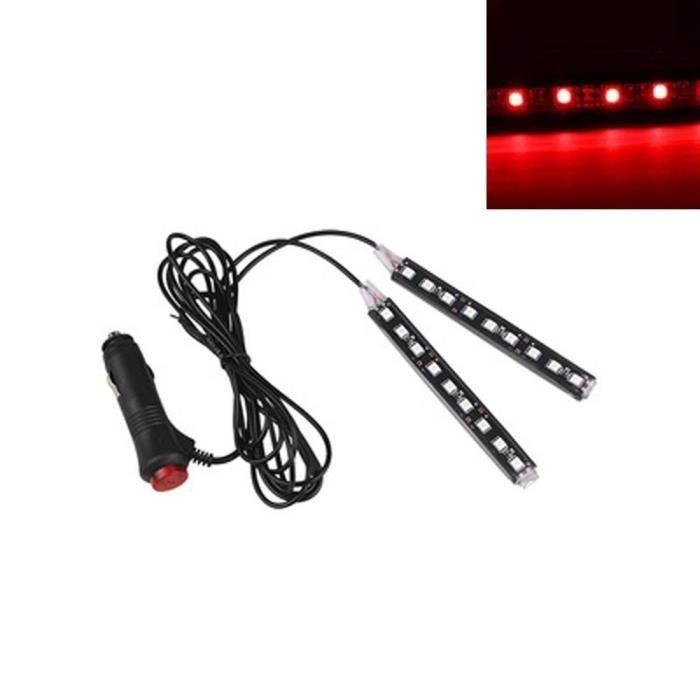 La couleur rouge Lampe à 9 bandes Allume-Cigare de Voiture, Lumières d'Ambiance, Robinet Adhésif Multicolore,