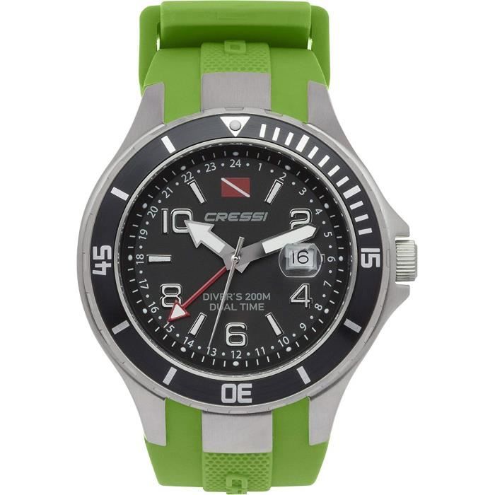 Cressi Traveller Dual Time Professional Montre de Plongée 200m/20ATM Unisex