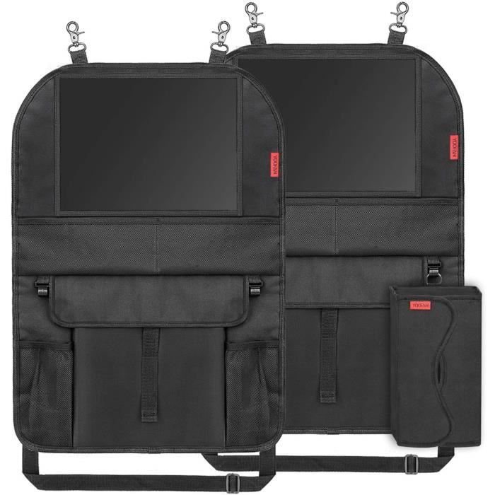 Organisateur de Voiture 2Pcs Protection Siege Arriere Voiture Enfants Kick Mats Protege Dossier Voiture Avec Boîte de Mouchoir