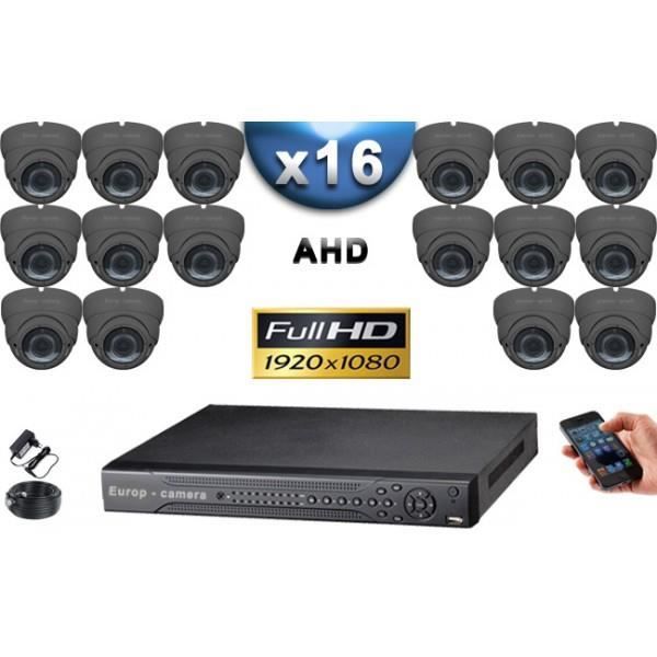KIT PRO AHD 16 Caméras Dômes IR 35m Capteur SONY FULL HD 1080P + Enregistreur DV