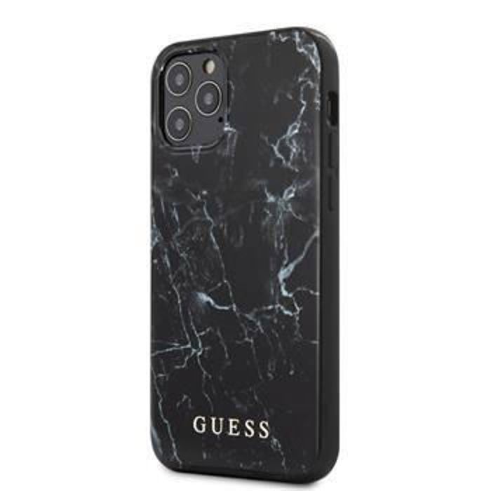 Coque Guess PC-TPU Marble pour iPhone 12 Pro Max noir