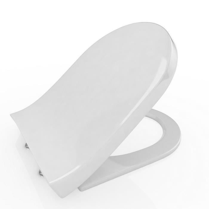 Abattant WC Siège de toilette avec couvercle Forme U 44 x 36cm #Blanc