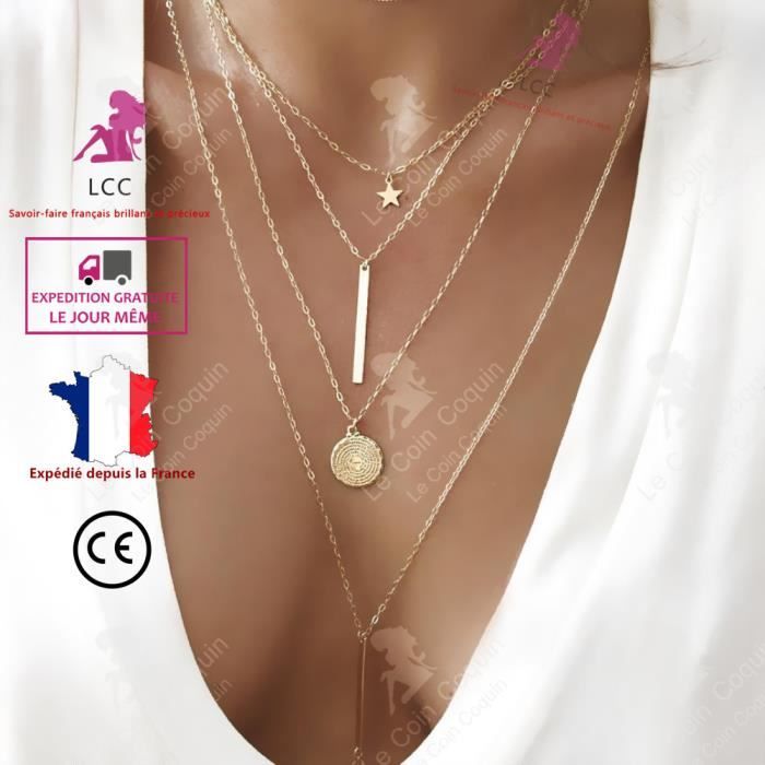 LCC® Collier femme argent fantaisie pendentif en forme de demi lune fille cadeau bijoux chaîne cou anniversaire vintage sautoir tend