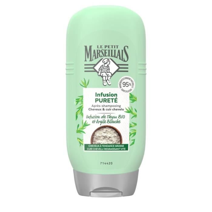 LE PETIT MARSEILLAIS Après-Shampooing Pureté - Infusion Thym/Argile Blanche Bio - Flacon de 200 ml