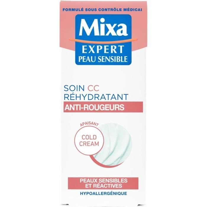 Mixa Visage CC Soin Réhydratant Anti-Rougeurs Peaux Sensibles et Réactives 50ml